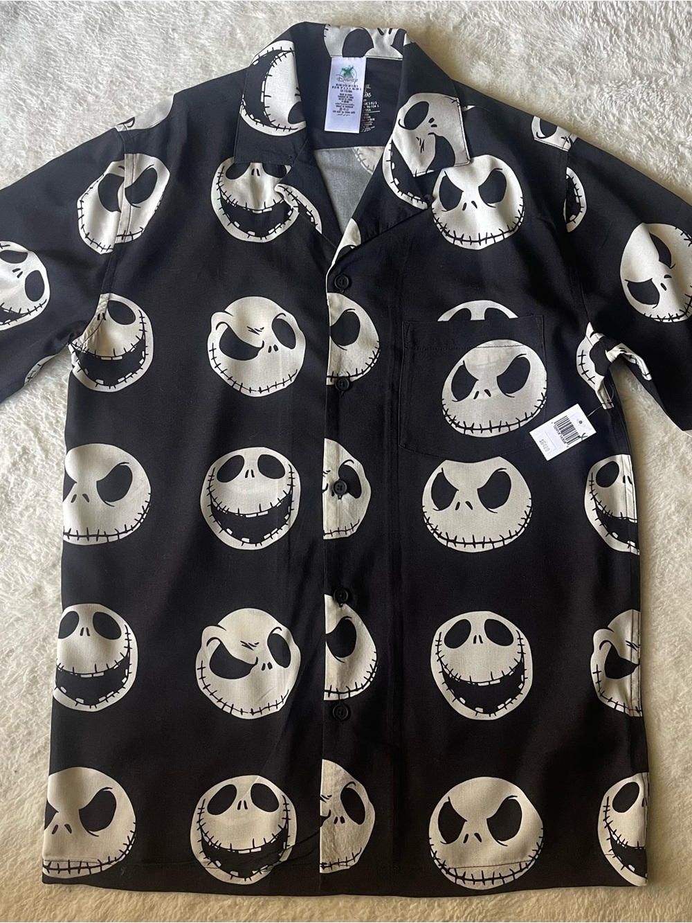Disney Black & White Jack Skellington Button-Down Shirt